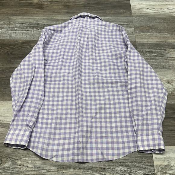 Brooks Brothers Purple White Gingham Mens M Regent Fit Linen Button Up Shirt EUC - Picture 3 of 8